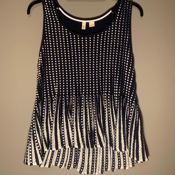 Anthropology Moth Navy and white Knitted Tank ✨ - Picture 1 of 5